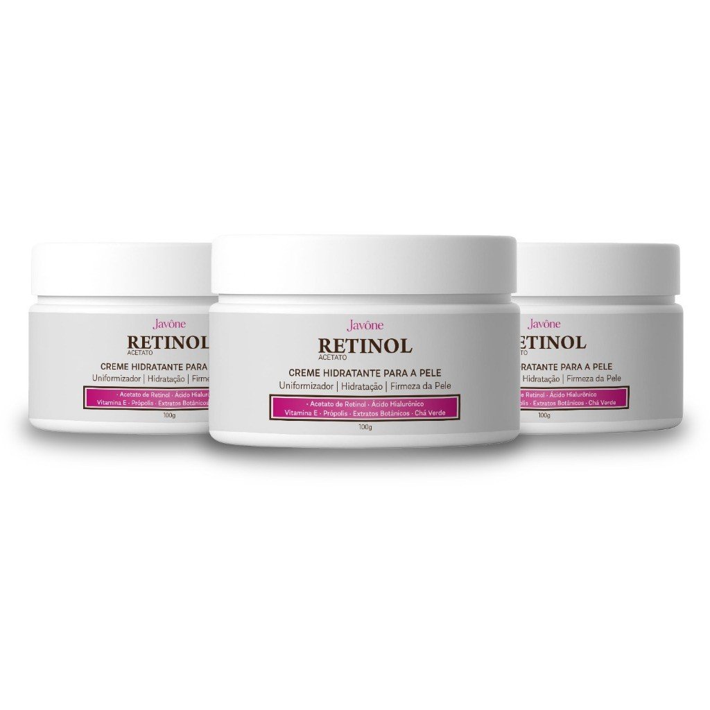 Kit 3 Unidades Javóne Retinol Acetato Creme Clareador 100g