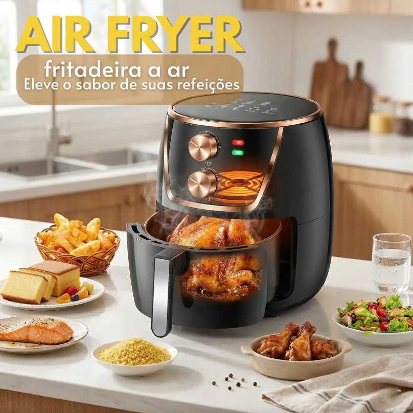 Fritadeira Elétrica Air Fryer 6.5L 1700W Sem Óleo