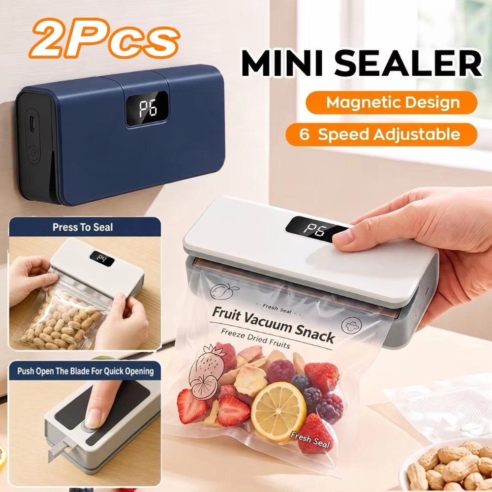 Mini Selador De Saco Plástico Recarregável USB Penyegel 2 Unidades