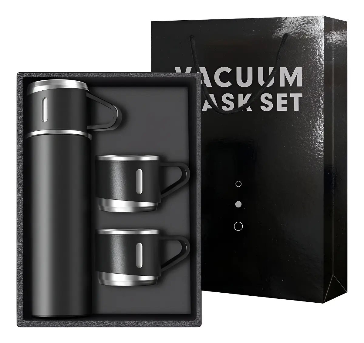 Kit Garrafa Térmica 500ml com 3 Xícaras em Inox