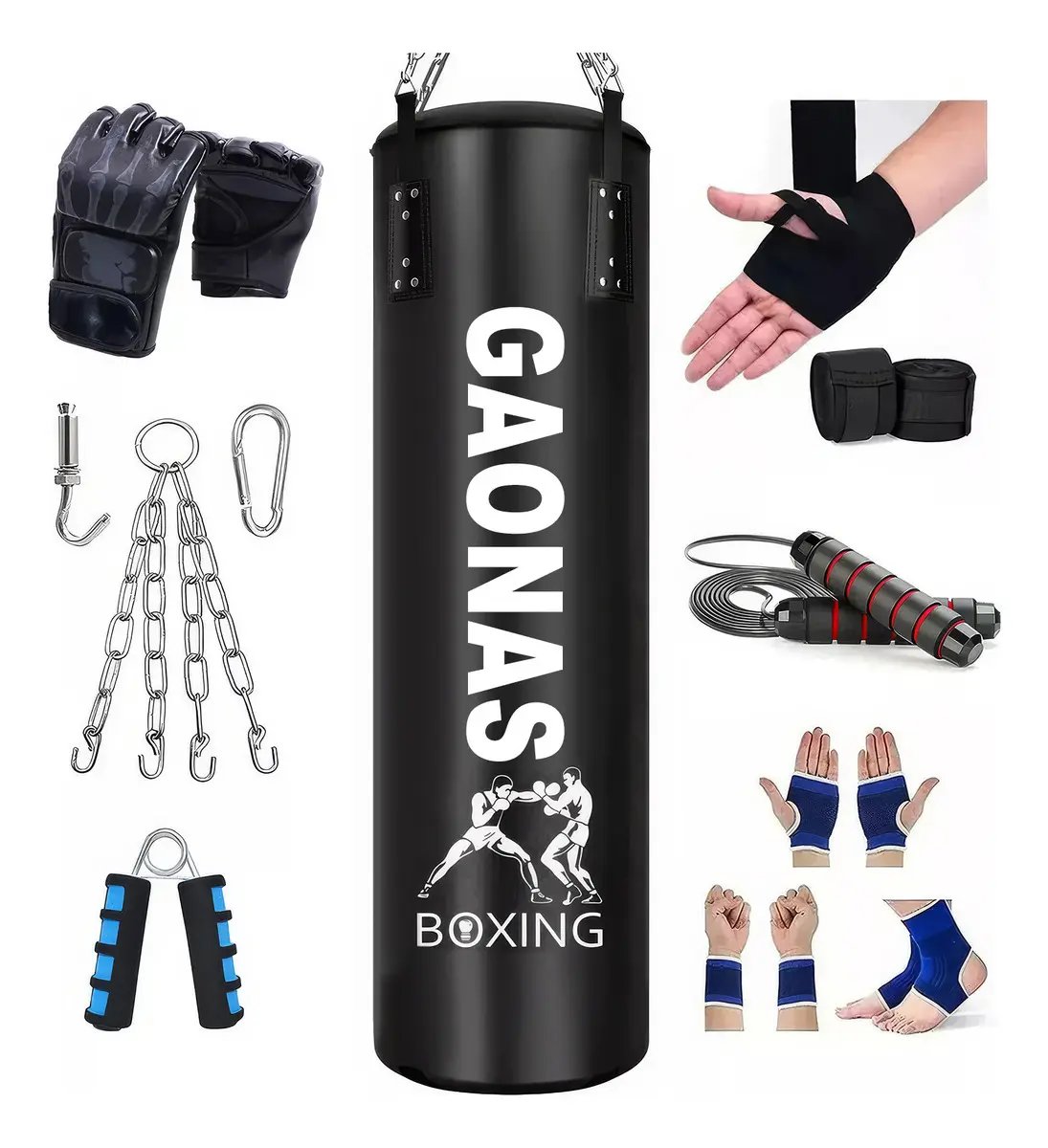 Kit Saco de Pancada Pera 120cm com Luva e Suporte para Treino Residencial