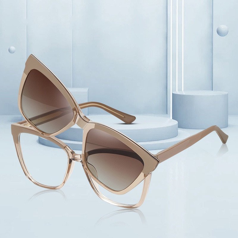 Óculos de Sol Feminino Clip-On Vintage Olho de Gato UV400